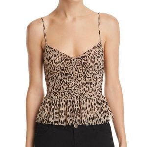 Guess Leopard /Animal Print Genessee Peplum Top